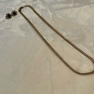 Golden Chain & Jeweled Earrings